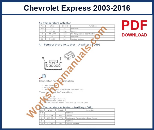 Preview sample page from the Chevrolet Express factory service manual