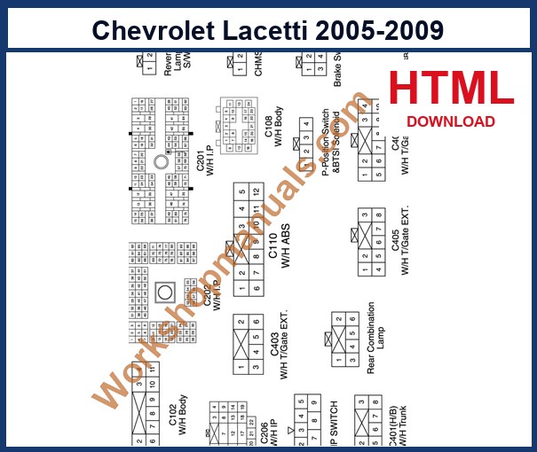 Preview wiring diagram from the Chevrolet Lacetti factory HTML manual