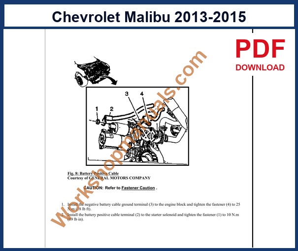 Preview sample page from the Chevrolet Malibu factory service manual
