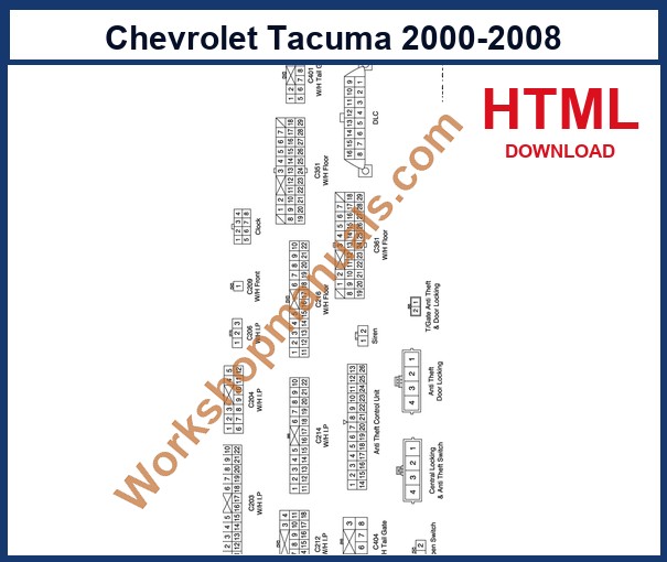 Preview wiring diagram from the Chevrolet Tacuma factory HTML manual