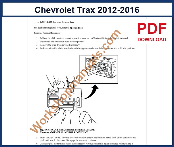 Preview sample page from the Chevrolet Trax factory service manual
