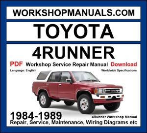 Toyota 4Runner 1984-1989 Workshop Service Repair Manual PDF Download