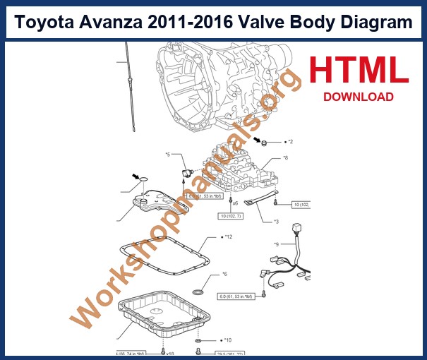 Toyota Avanza A4R automatic transaxle valve body components diagram from the factory workshop manual