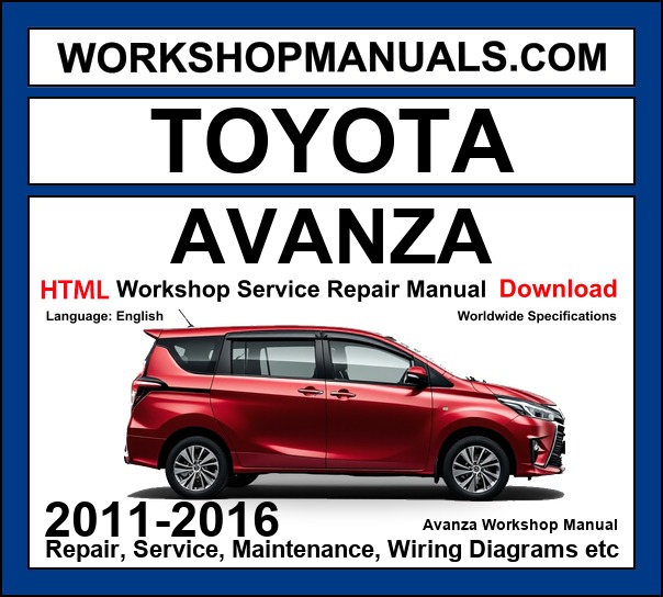 Toyota Avanza Workshop Manual 2011-2016 HTML Download cover