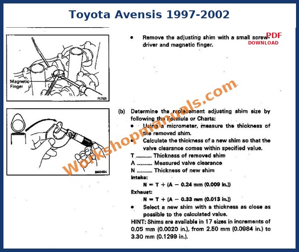 Toyota Avensis 1997-2002 3S-FE engine mechanical diagram from the factory workshop manual