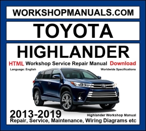 Toyota Highlander Workshop Manual 2013-2019 HTML Download cover