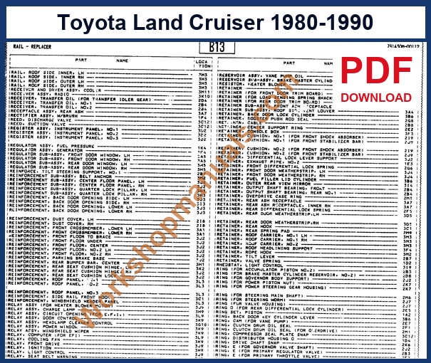 Preview sample page from the Toyota Land Cruiser factory service manual