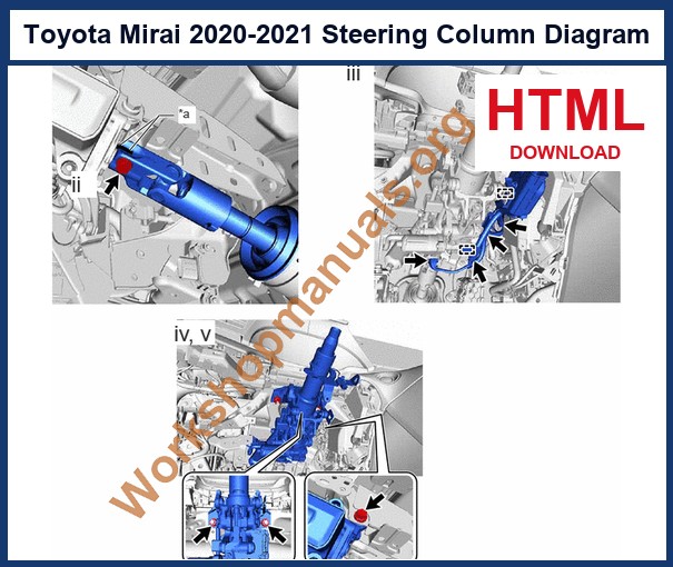 Toyota Mirai steering column assembly diagram from the factory workshop manual