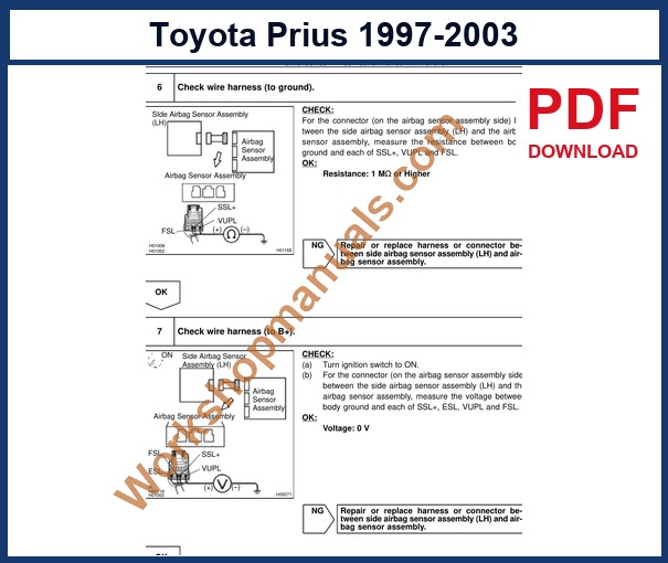 Preview sample page from the Toyota Prius factory service manual