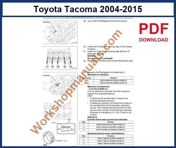 Preview sample page from the Toyota Tacoma factory service manual