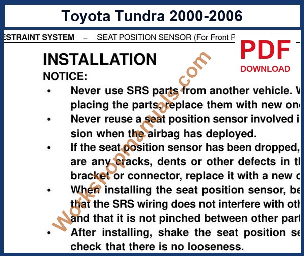 Preview sample page from the Toyota Tundra factory service manual