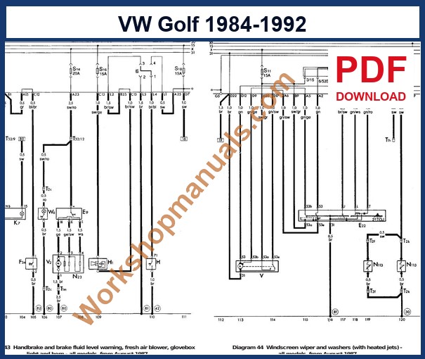 Preview sample page from the VW Golf factory service manual