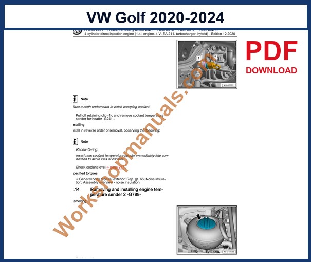 Preview sample page from the VW Golf factory service manual