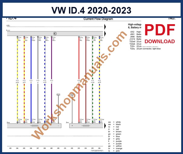 Preview sample page from the VW ID.4 factory service manual