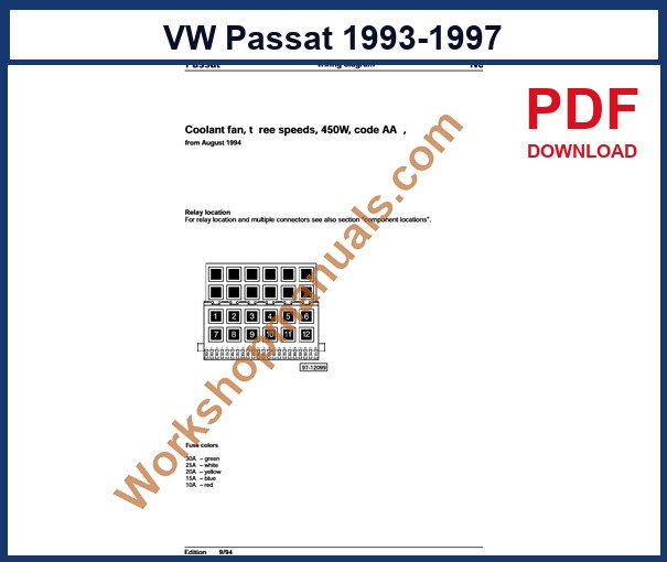 Preview sample page from the VW Passat factory service manual