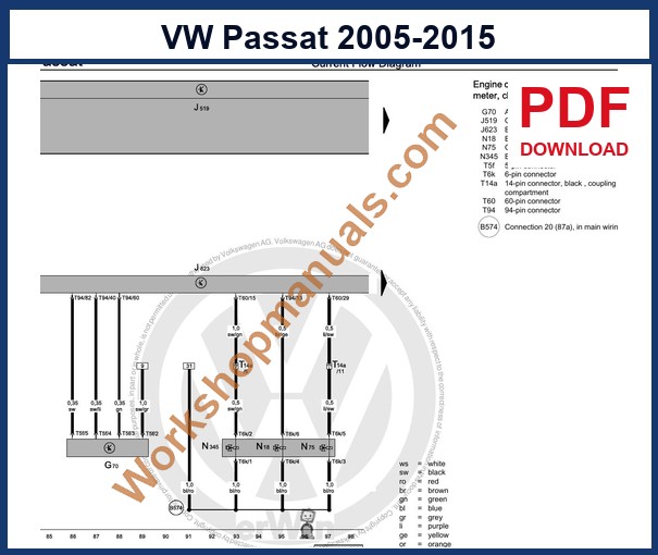 Preview sample page from the VW Passat factory service manual