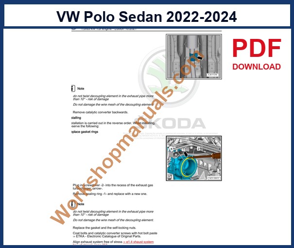 Preview sample page from the VW Polo Sedan factory service manual