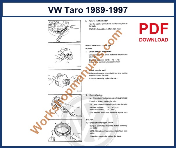 Preview sample page from the VW Taro factory service manual