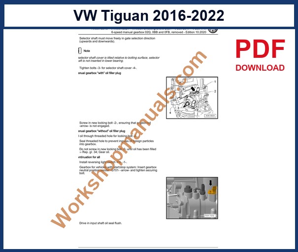 Preview sample page from the VW Tiguan factory service manual