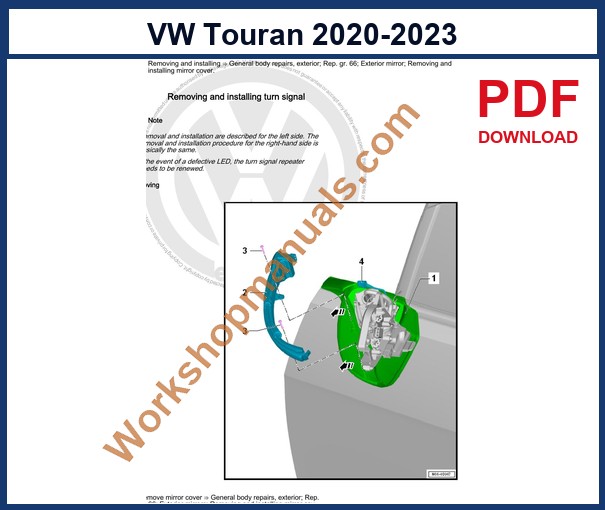 Preview sample page from the VW Touran factory service manual