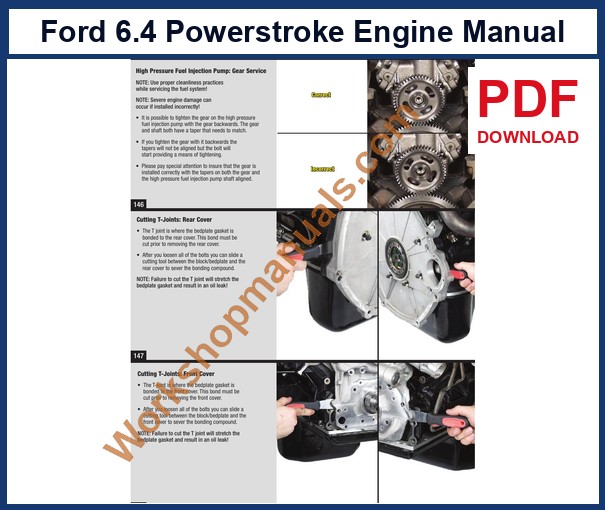 Ford 6.4 Powerstroke engine manual sample page: high pressure fuel injection pump gear service