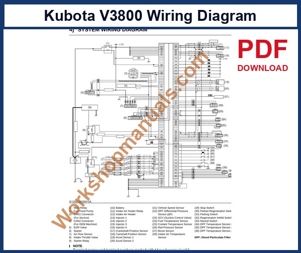 Kubota V3800 system wiring diagram sample page