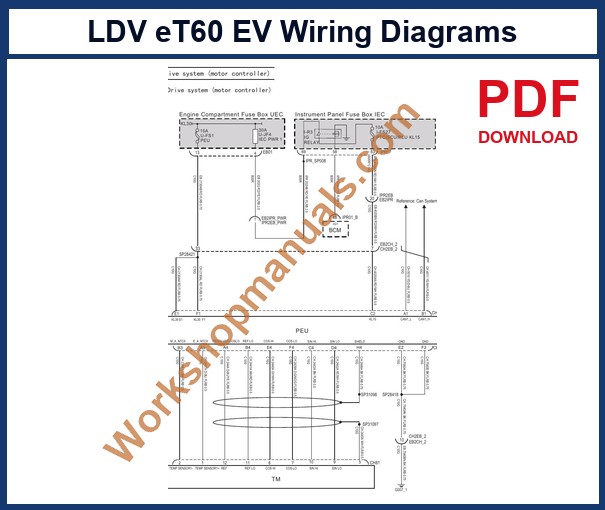 LDV eT60 EV Wiring Diagrams 2021-2024 sample page: drive system motor controller circuit diagram