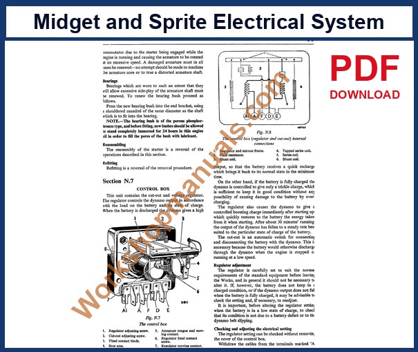 MG Midget and Sprite electrical system sample page from Section N