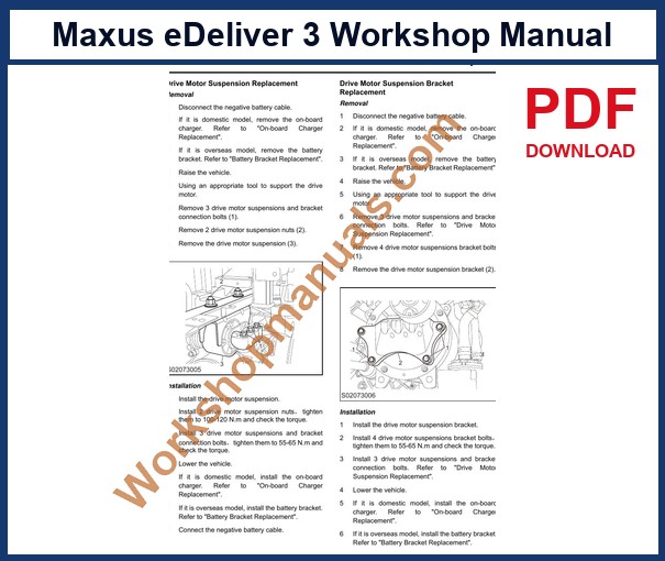 Maxus eDeliver 3 Workshop Manual 2019-2023 sample page: drive motor suspension replacement diagram