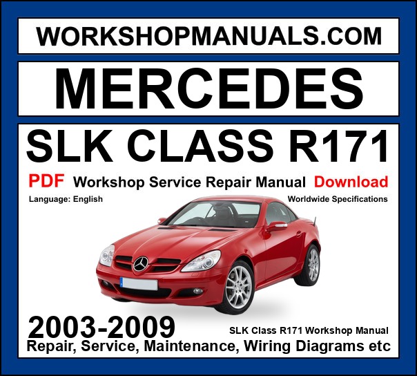 Mercedes SLK Class R171 Workshop Repair and Service Manual PDF 2003-2009 cover