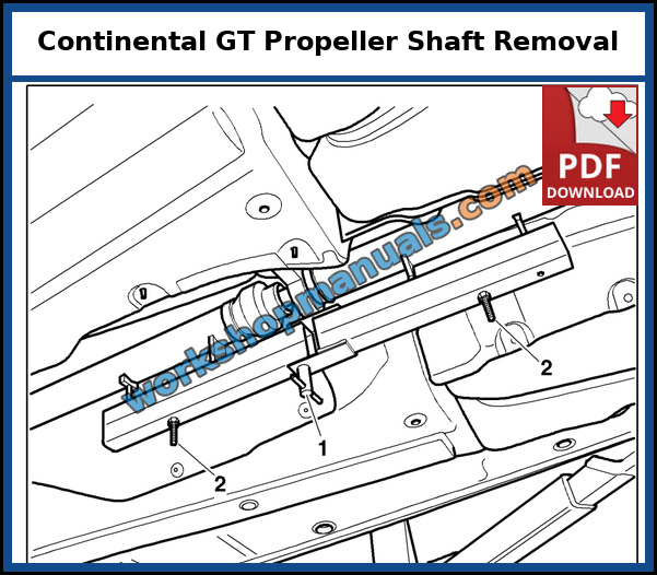 Bentley Continental GT propeller shaft removal with the centre bearing and coupling fixings shown, page from the dealer service manual
