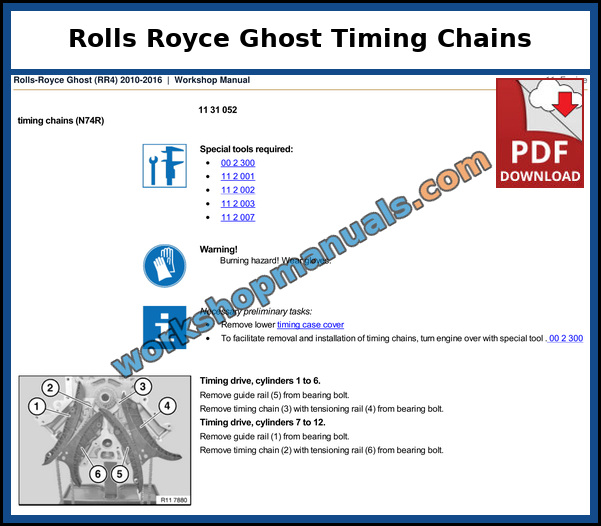 Rolls Royce Ghost RR4 N74R V12 timing chain replacement with special tools from the factory workshop manual