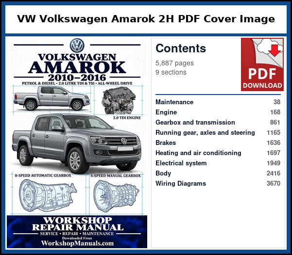 VW Volkswagen Amarok 2H Workshop Repair Manual PDF 2010-2016